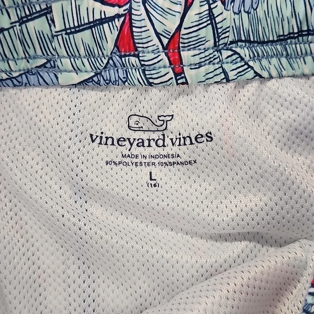 Vineyard Vines Boys Chappy Swim Trunks Large Banana Lighthouse Red